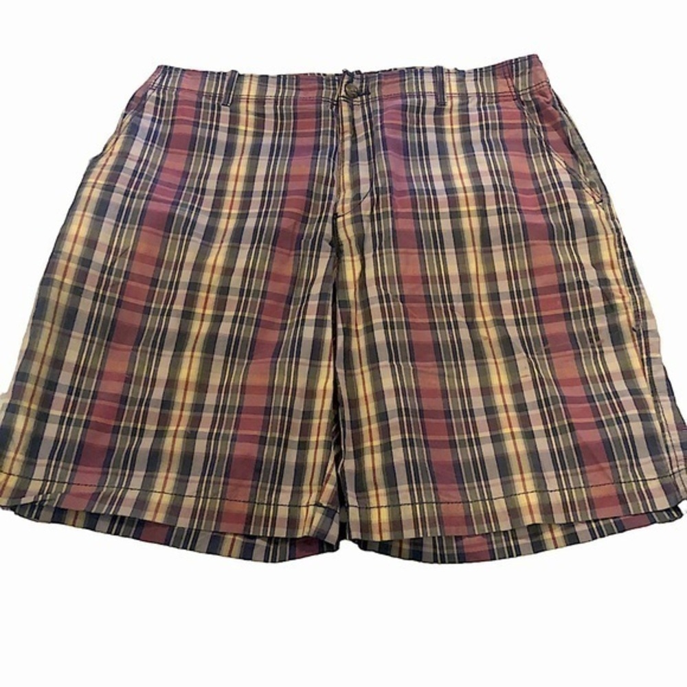 Bass Mens Plaid Casual Lightweight Cotton Shorts Size 34 - Picture 2 of 5